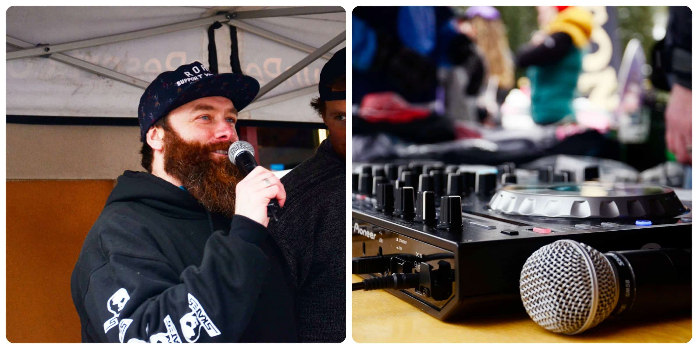 Kent "Koach" Thiessen talks to the crowd during the awards presentation.