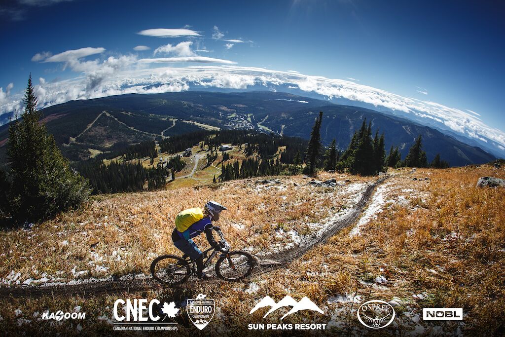 Pendrel pedaling high above the village during the race. Photo James Cattanach.