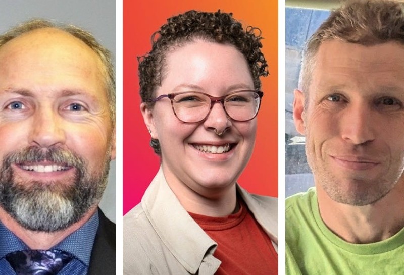 2024 provincial election candidates for Kamloops-North Thompson, Maddi Genn (NDP), Ward Stamer (Conservative) and Tristan Cavers (Green Party).